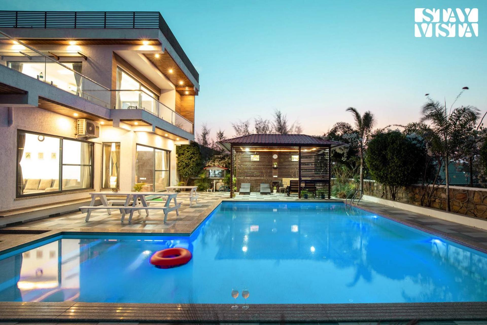 Stayvista'S Bella Dream - Mountain-View With Outdoor Pool, Lawn Featuring A Gazebo & Indoor Games Удайпур Экстерьер фото